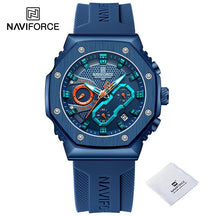 NAVIFORCE Masculino pulseira de silicone cronógrafo azul 